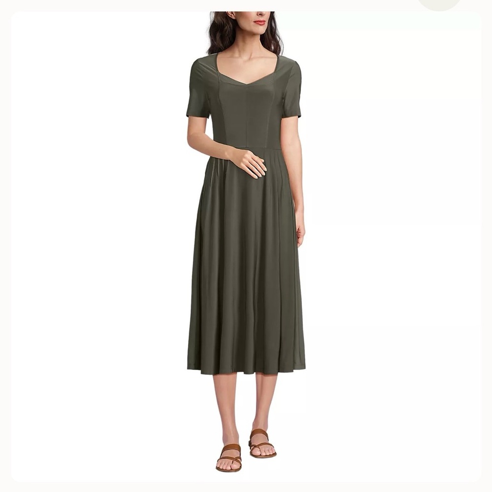 Lands' End XL Forest Moss Midi Dress